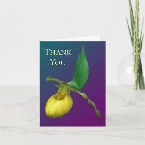 Yellow Lady Slipper Orchid Flower Thank You Card