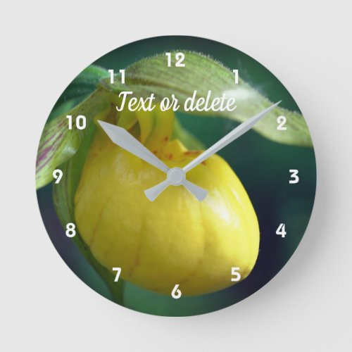 Yellow Lady Slipper Orchid Personalized   Round Clock