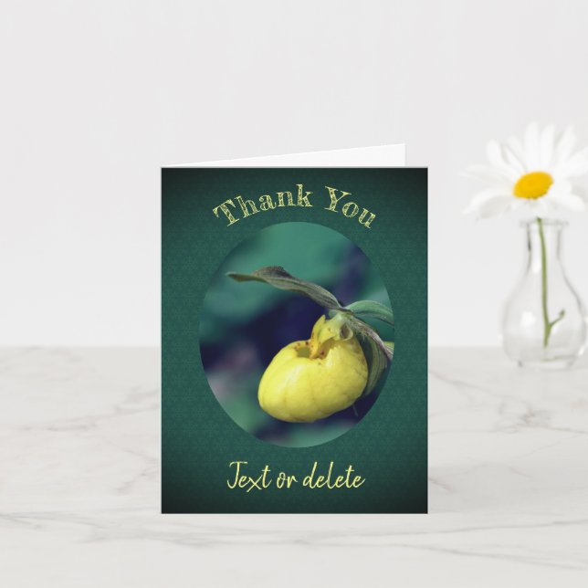Yellow Lady Slipper Personalized Thank You Card (Small Plant)