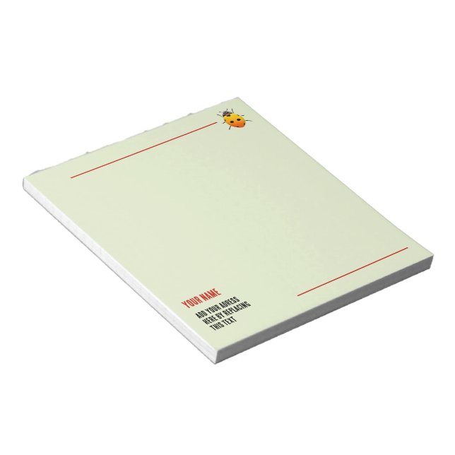 Yellow Ladybug Custom Name and Address Notepad