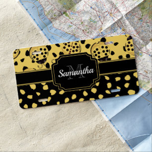 Yellow Ladybugs License Plate