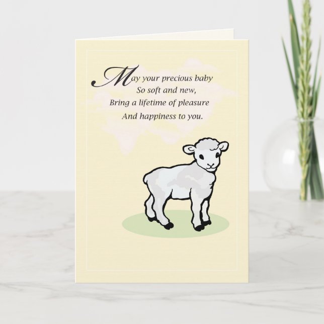 Yellow Lamb Baby Congratulations Card (Front)