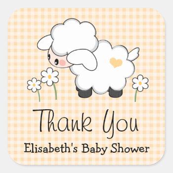 Yellow Lamb Baby Shower Labels Stickers by OccasionInvitations at Zazzle