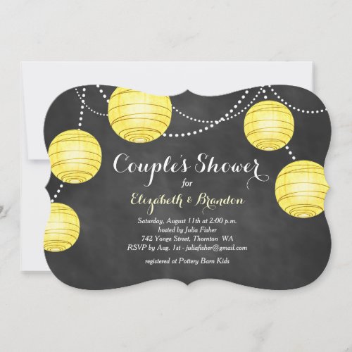 Yellow Lanterns on Chalk Couple's Shower Invite