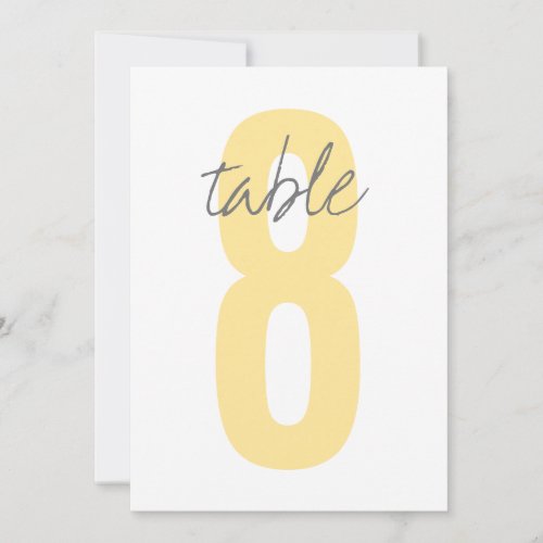 Yellow Large Number modern table Invitation