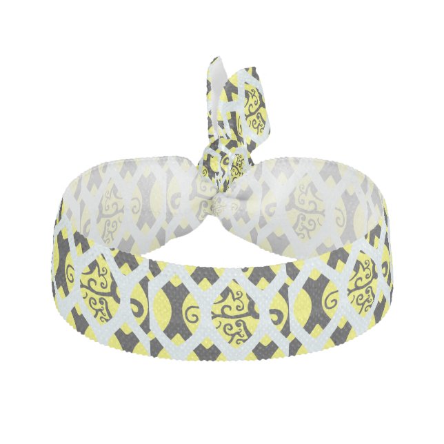 Yellow Lattice Print Hair Tie (Front)