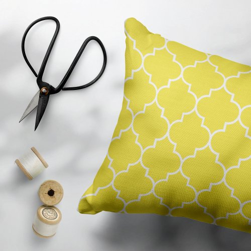 Yellow Latticework Quatrefoil Moroccan Trellis Accent Pillow