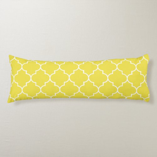 Yellow Latticework Quatrefoil Moroccan Trellis Body Pillow