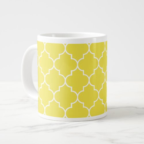 Yellow Latticework Quatrefoil Moroccan Trellis Giant Coffee Mug