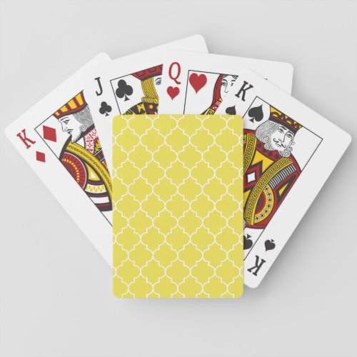 Yellow Latticework Quatrefoil Moroccan Trellis Poker Cards