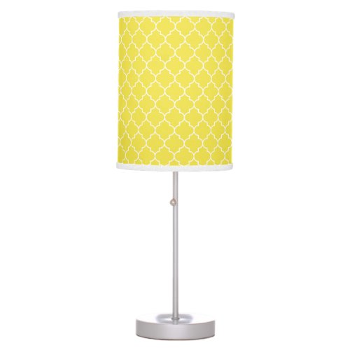 Yellow Latticework Quatrefoil Moroccan Trellis Table Lamp