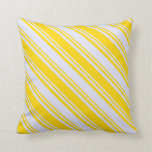 [ Thumbnail: Yellow & Lavender Colored Stripes Pattern Pillow ]
