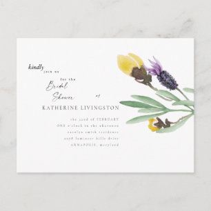 Yellow & Lavender Floral Bridal Shower Invitation Postcard