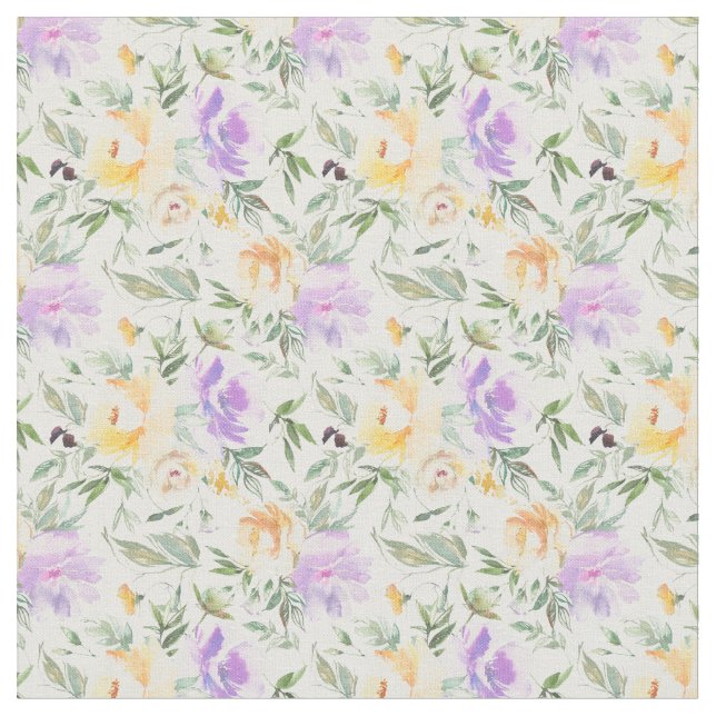 Yellow Lavender Roses Fabric White Background (Close Up)