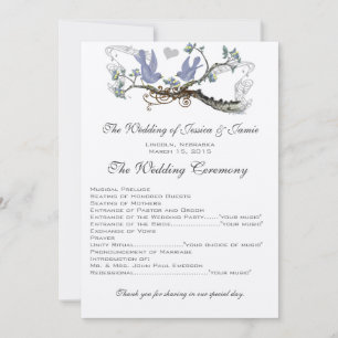 Yellow & Lavender Vintage Lovebird Wedding Program