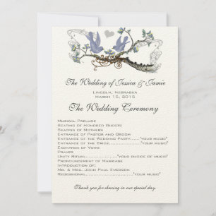 Yellow & Lavender Vintage Lovebird Wedding Program