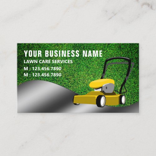Yellow Lawn Mower Gardening Service Grass Cutting Business Card