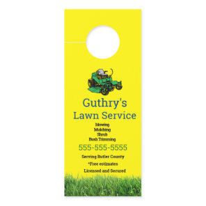 Yellow Lawn Service Door Hanger