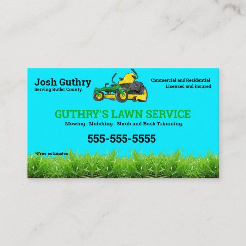 Yellow Lawncare Zero Turn mower Business Card