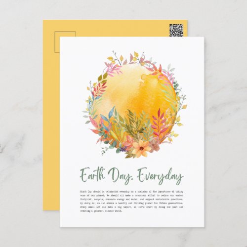 Yellow Leaf and Flowers Earth Day Everyday  Postcard