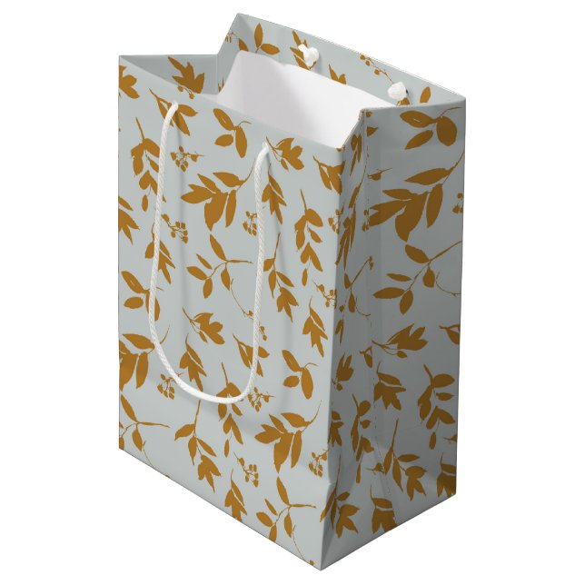 Yellow Leafy Branch Tissue Paper Medium Gift Bag (Front Angled)