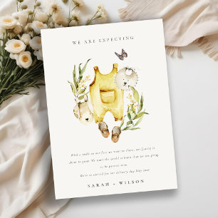 Yellow Leafy Foliage Clothes Baby Announcement