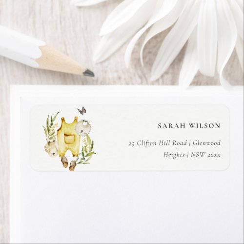 Yellow Leafy Foliage Clothes Baby Shower Address Label