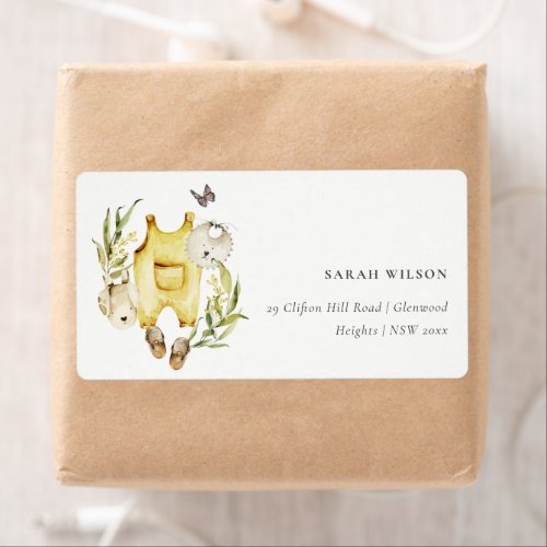 Yellow Leafy Foliage Clothes Baby Shower Address Label
