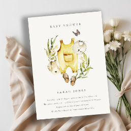 Yellow Leafy Foliage Clothes Baby Shower Invite