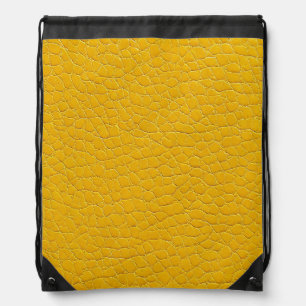 Yellow leather effect pattern drawstring bag