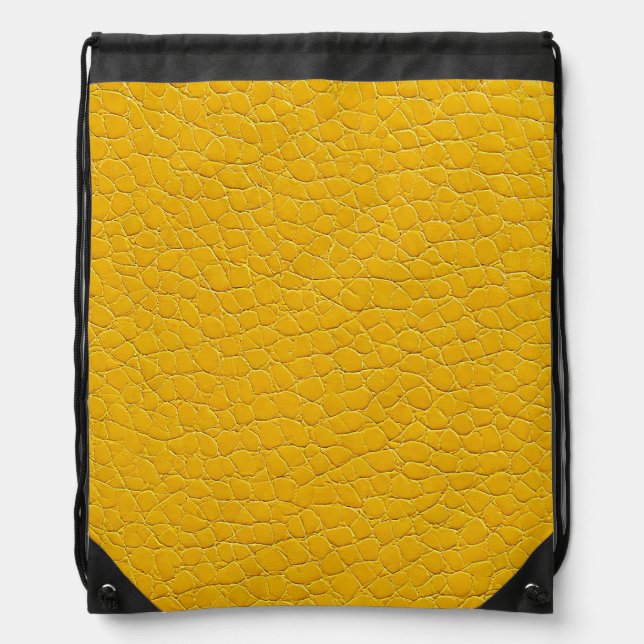 Yellow leather effect pattern drawstring bag (Front)