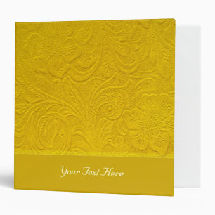Yellow Leather -Embossed Floral Design Binder