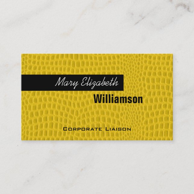 Yellow Leather Modern Professional Business Cards (Front)
