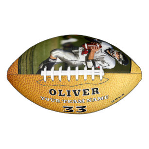 Yellow Leather Print Team Player Number Photo Football