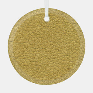 Yellow Leather Texture Seamless Closeup Glass Ornament