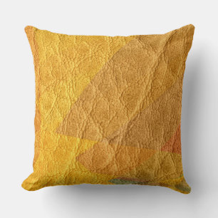 Yellow Leather Throw Pillow
