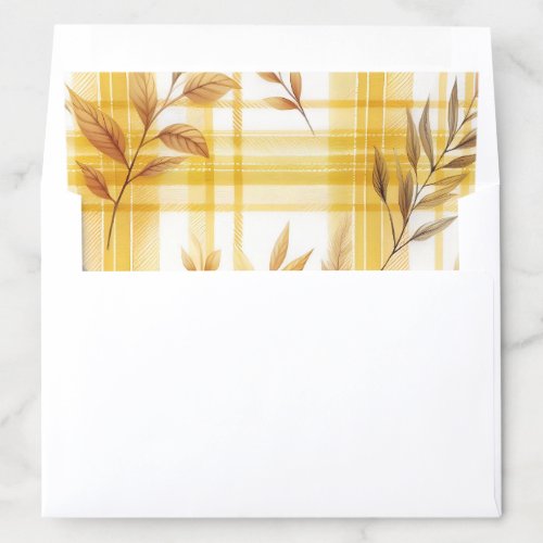 Yellow Leaves and Plaid Pattern Envelope Liner