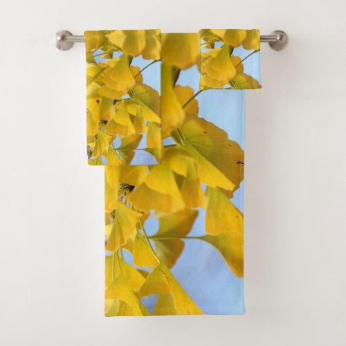 Yellow Leaves Ginkgo Tree Bath Towel Set