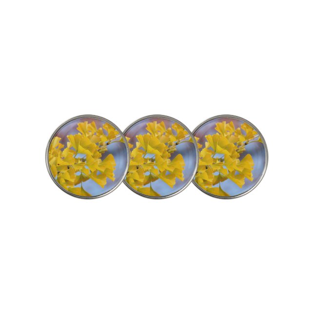 Yellow Leaves Ginkgo Tree Golf Ball Marker (3 Up)