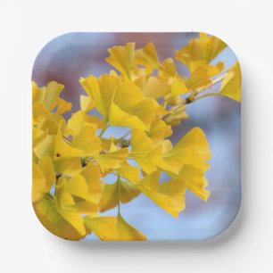 Yellow Leaves Ginkgo Tree Paper Plates