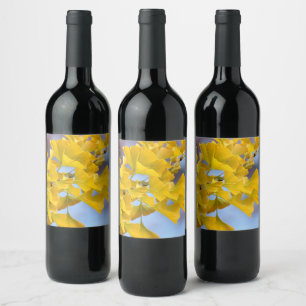 Yellow Leaves Ginkgo Tree Wine Label