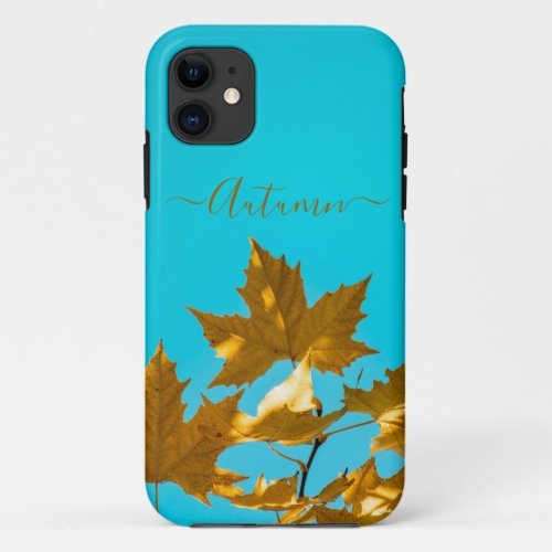  Yellow leaves in autumn monogram iphone cases