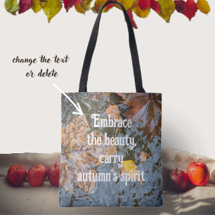 Yellow leaves in the in the stream tote bag
