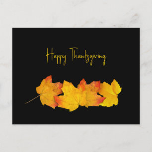 Yellow Leaves on Black Thanksgiving Postcards