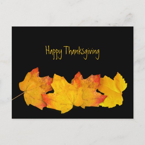 Yellow Leaves on Black Thanksgiving Postcards