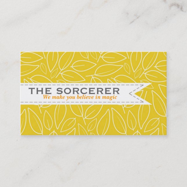 Yellow Leaves Pattern Elegant Business Card (Front)