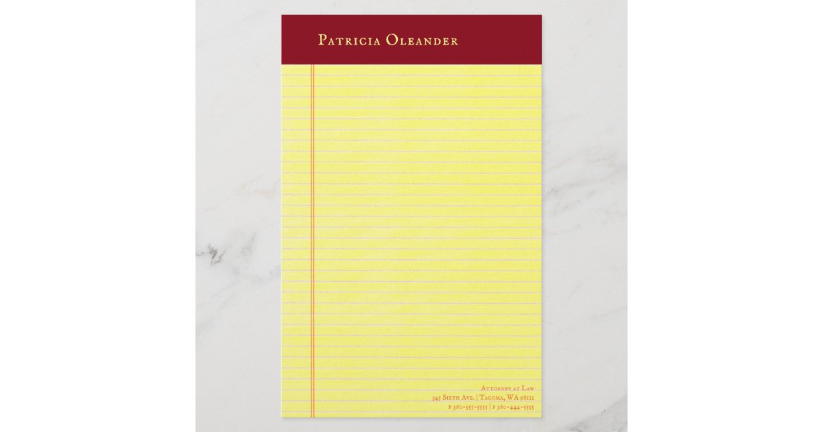 Yellow Legal Pad Ruddy Binding Stationery Zazzle