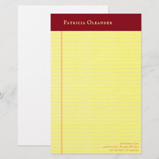 Yellow Legal Pad Ruddy Binding Stationery Zazzle