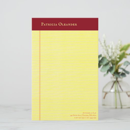 Yellow Legal Pad Ruddy Binding Stationery Zazzle