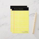 Yellow Legal Pad Style Black Top Stationery